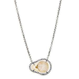 andrewharperjewlery.com, Andrew Harper Jewelry Oxidized Sterling Chain Necklace with Interior White Pearl Slice