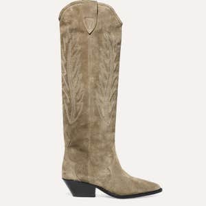 net-a-porter.com, Isabel Marant Denzy Embroidered Suede Knee Boots