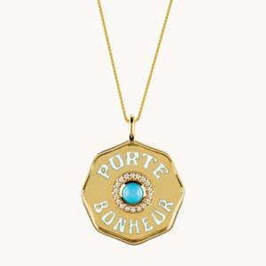 marlolaz.com, Marlo Laz Enamel Porte Bonheur Coin Necklace