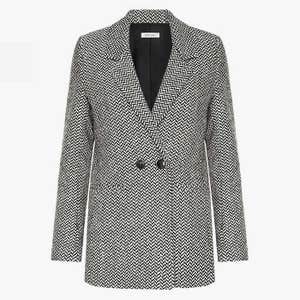 aninebing.com, Anine Bing Fishbone Blazer in Black and Off-White