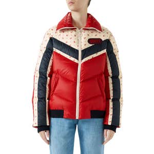 neimanmarcus.com, Gucci Retro Puffer Bomber Jacket with Logo Patch