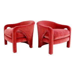 chairish.com, Vintage Vladimir Kagan Style Lounge Chairs Restored in Loro Piana Pink Velvet