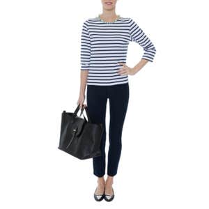 Saint James Galathee White and Navy Striped Shirt