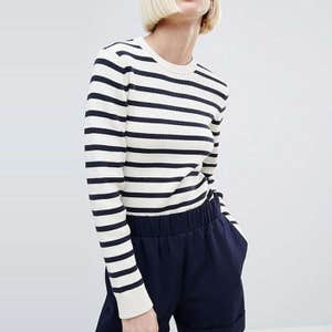 asos.com, Ganni Bluefield Striped Knit Sweater