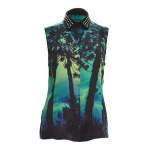 bibandtuck.com, Barbara Bui Silk Sleeveless Blouse with Palm Tree