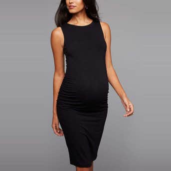 A Pea in the Pod Back Interest Ruched Maternity Dress