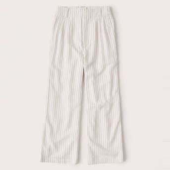 Abercrombie & Fitch Linen-Blend Pleated Wide Leg Pants