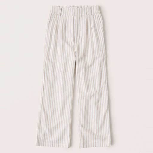 abercrombie.com, Abercrombie & Fitch Linen-Blend Pleated Wide Leg Pants