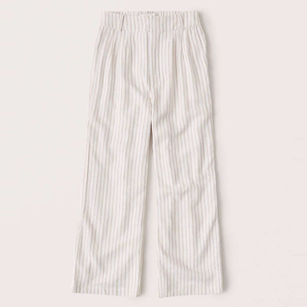 Abercrombie & Fitch Linen-Blend Pleated Wide Leg Pants