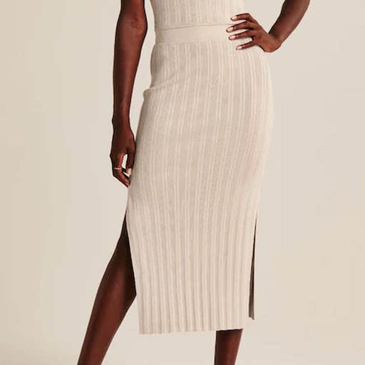 abercrombie.com, Abercrombie & Fitch Slim Ribbed Midaxi Skirt