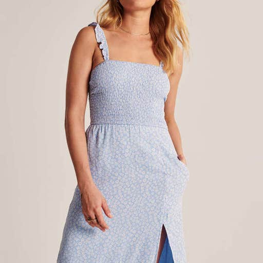 abercrombie.com, Abercrombie & Fitch Smocked Midi Dress