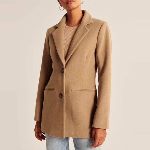 abercrombie.com, Abercrombie & Fitch Wool-Blend Blazer Coat