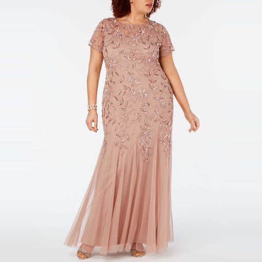 macys.com, Adrianna Papell Floral Embellished Godet Gown