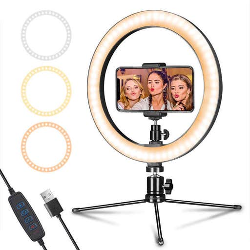 amazon.com, Aixpi LED Ring Light 10" With Tripod Stand & Phone Holder