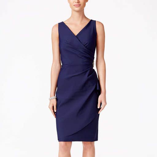 macys.com, Alex Evenings Compression Embellished Ruched Sheath Dress