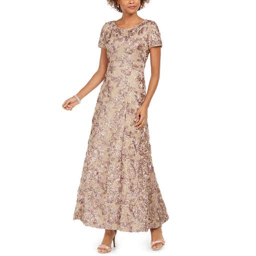 macys.com, Alex Evenings Rosette A-Line Gown