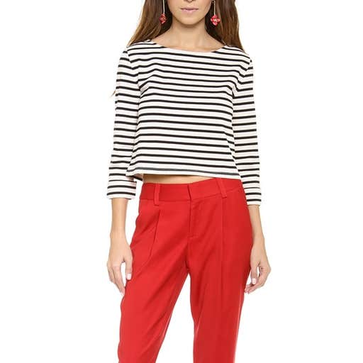 shopbop.com, alice + olivia Rolled Sleeve Boxy Crop Top