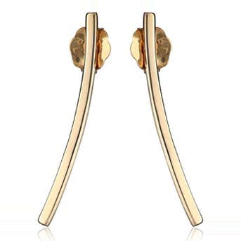 Amazon Collection 14k Yellow Gold Drop Bar Earrings