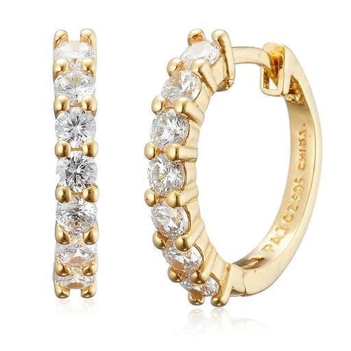 amazon.com, Amazon Essentials Plated Sterling Silver Hinged Huggie Hoop Earrings