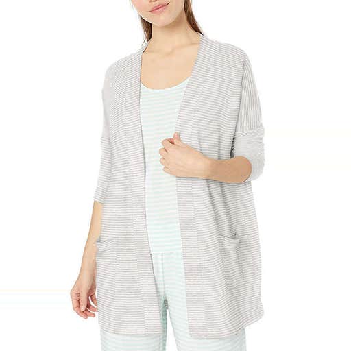 amazon.com, Amazon Essentials Relaxed Fit Lightweight Lounge Terry Open-Front Cardigan