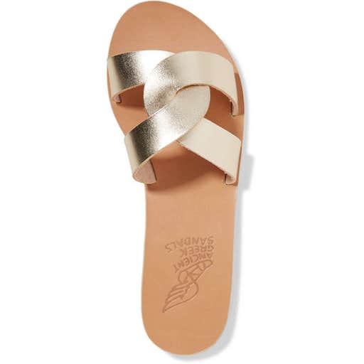 net-a-porter.com, Ancient Greek Sandals Desmos Cutout Metallic Leather Slides