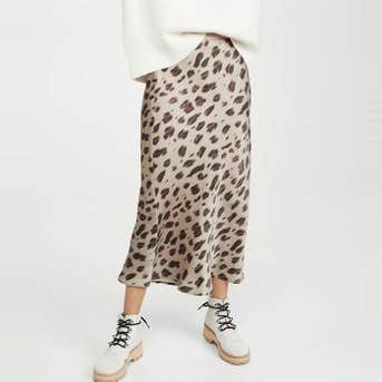 Anine Bing Bar Print Silk Midi Skirt