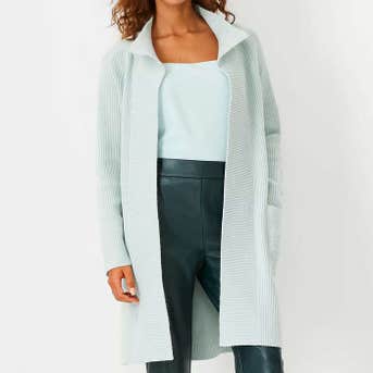 Ann Taylor Belted Ribbed Coatigan