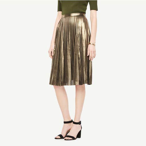 anntaylor.com, Ann Taylor metallic Pleated Skirt
