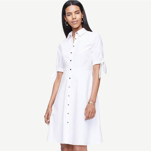 anntaylor.com, Ann Taylor Poplin Tie Sleeve Shirt Dress