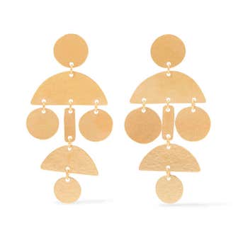 Annie Costello Brown Mini Pompom Gold-Tone Earrings