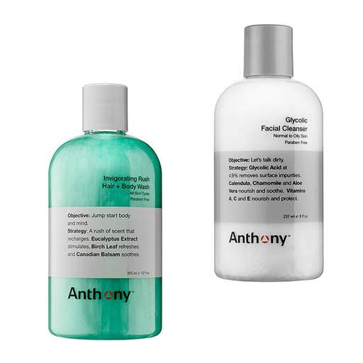 sephora.com, Anthony Invigorating Rush Hair + Body Wash & Glycolic Facial Cleanser