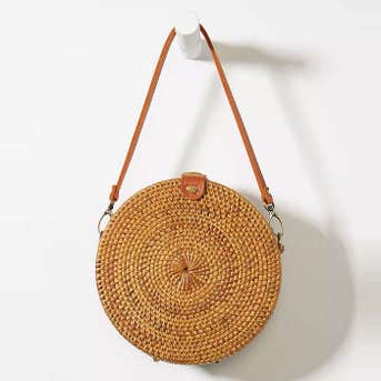 Anthropologie Lyra Rattan Crossbody Bag