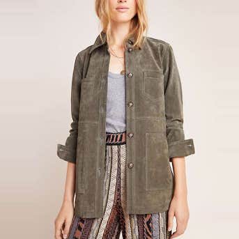 Anthropologie Suede Shirt Jacket