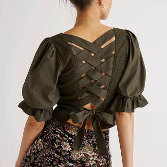 Anthropologie Tie-Back Corset Top
