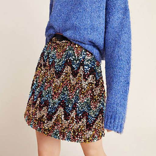 anthropologie.com, Anthropologie Zig-Zag Sequined Mini Skirt