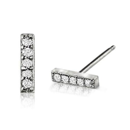antoanetta.com, Antoanetta 14K White Gold Five White Diamonds Bar Earrings