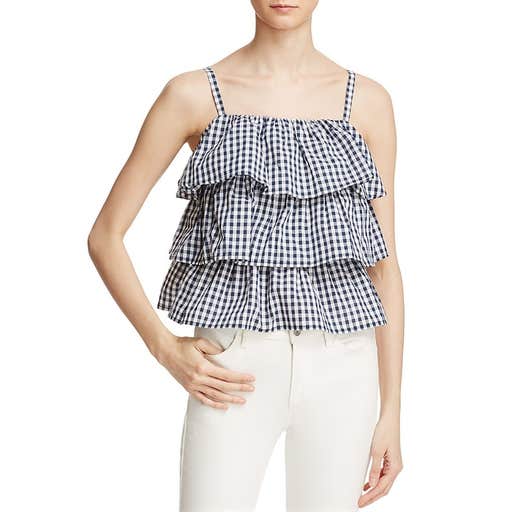 bloomingdales.com, Aqua Gingham Tiered Ruffle Top