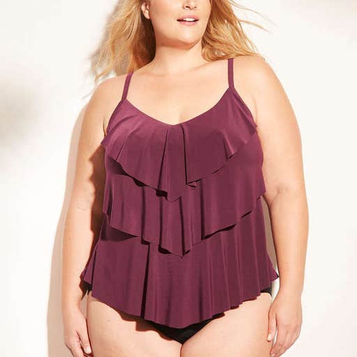 target.com, Aqua Green Plus Size Tiered Tankini Top