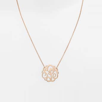 Argento Vivo Personalized Small 3-Initial Letter Monogram Necklace