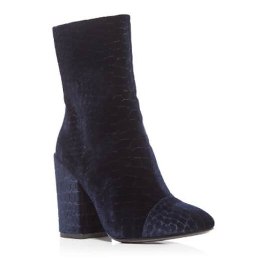 bloomingdales.com, Ash Flora Croc-Embossed Velvet High Heel Booties