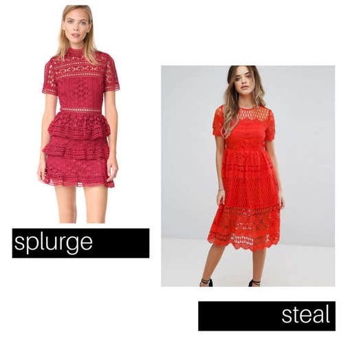 shopbop.com; asos.com, Boohoo Corded Lace Paneled Skater Dress