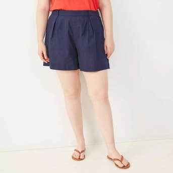 Ava & Viv Plus Size Striped Linen Shorts