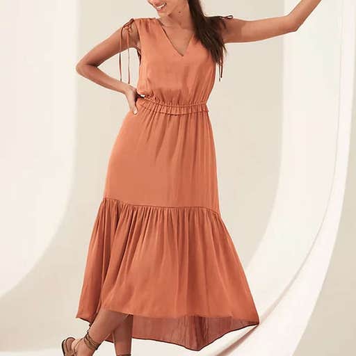 bananarepublic.com, Banana Republic Satin Ruched Maxi Dress