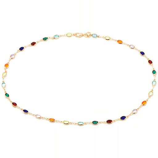 amazon.com, Barzel 18K Gold Plated Gold And Multi Color Crystal Baguette Anklet