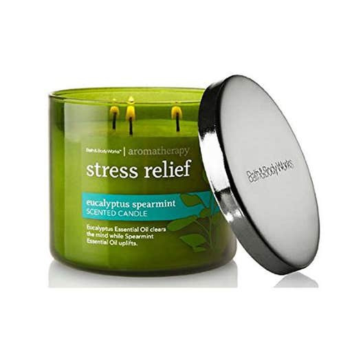 amazon.com, Bath & Body Works, Aromatherapy Stress Relief 3-Wick Candle in Eucalyptus Spearmint