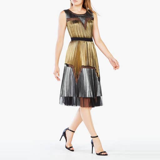 bcbg.com, BCBG AXAZRIA Lamé Midi Dress