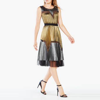 BCBG AXAZRIA Lamé Midi Dress