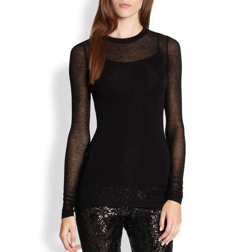 saksfifthavenue.com, BCBGMAXAZRIA Agda Sheer Long-Sleeve Tee