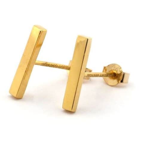 amazon.com, Beauniq 14k Yellow Gold Thick Bar Stud Earrings
