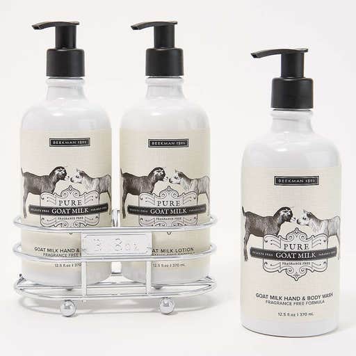 qvc.com, Beekman 1802 Goat Milk Hand Wash & Lotion Metal Caddy Duo